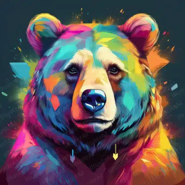 Colorful Bear Wildlife Illustration