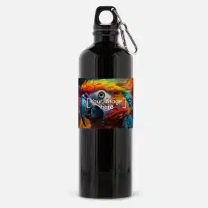 Black Bottle with Parrots Illustration