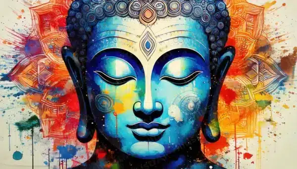 Blue, Red, Orange Mandala Buddha